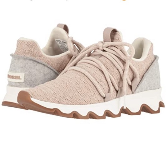 Sorel Shoes - Sorel Kinetic Lace up Sneaker Trainers Dove Grey Blush Natural Tan